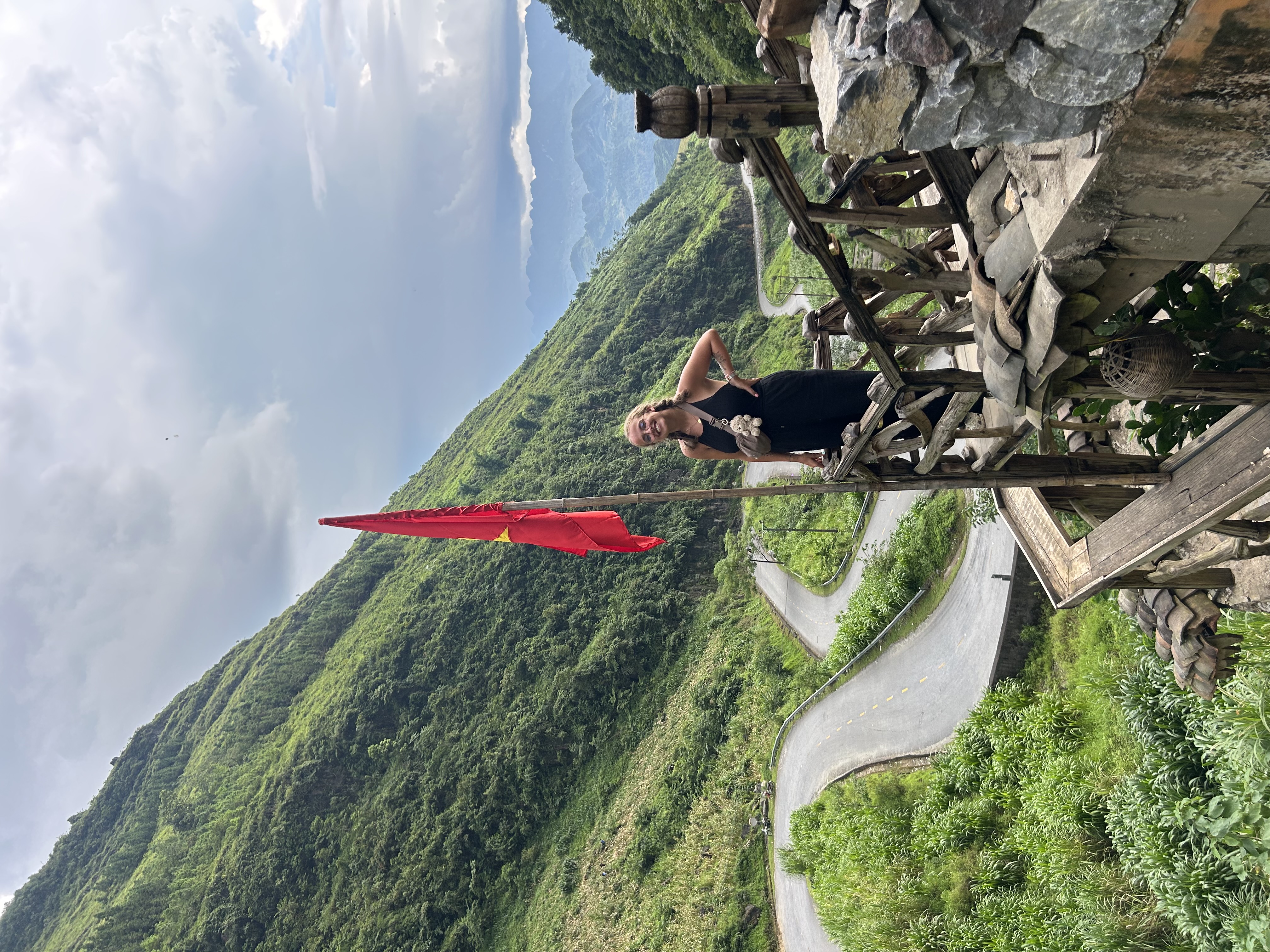 Emma on mountain road adventure